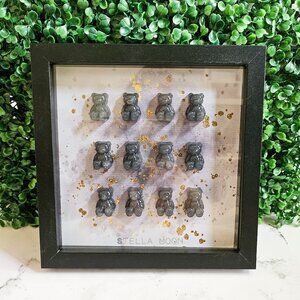 Gummy Bear Wall Art, 3D Candy Pop Art Shadowbox, White Frame 8x8 Resin Artwork